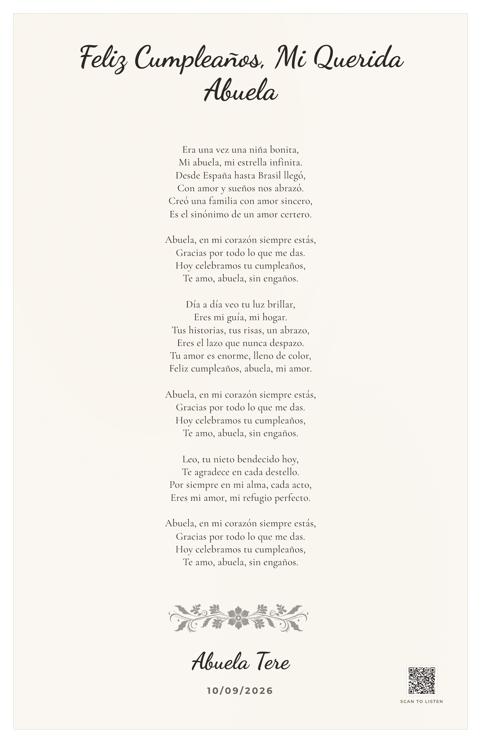 Feliz Cumpleaños, Mi Querida Abuela