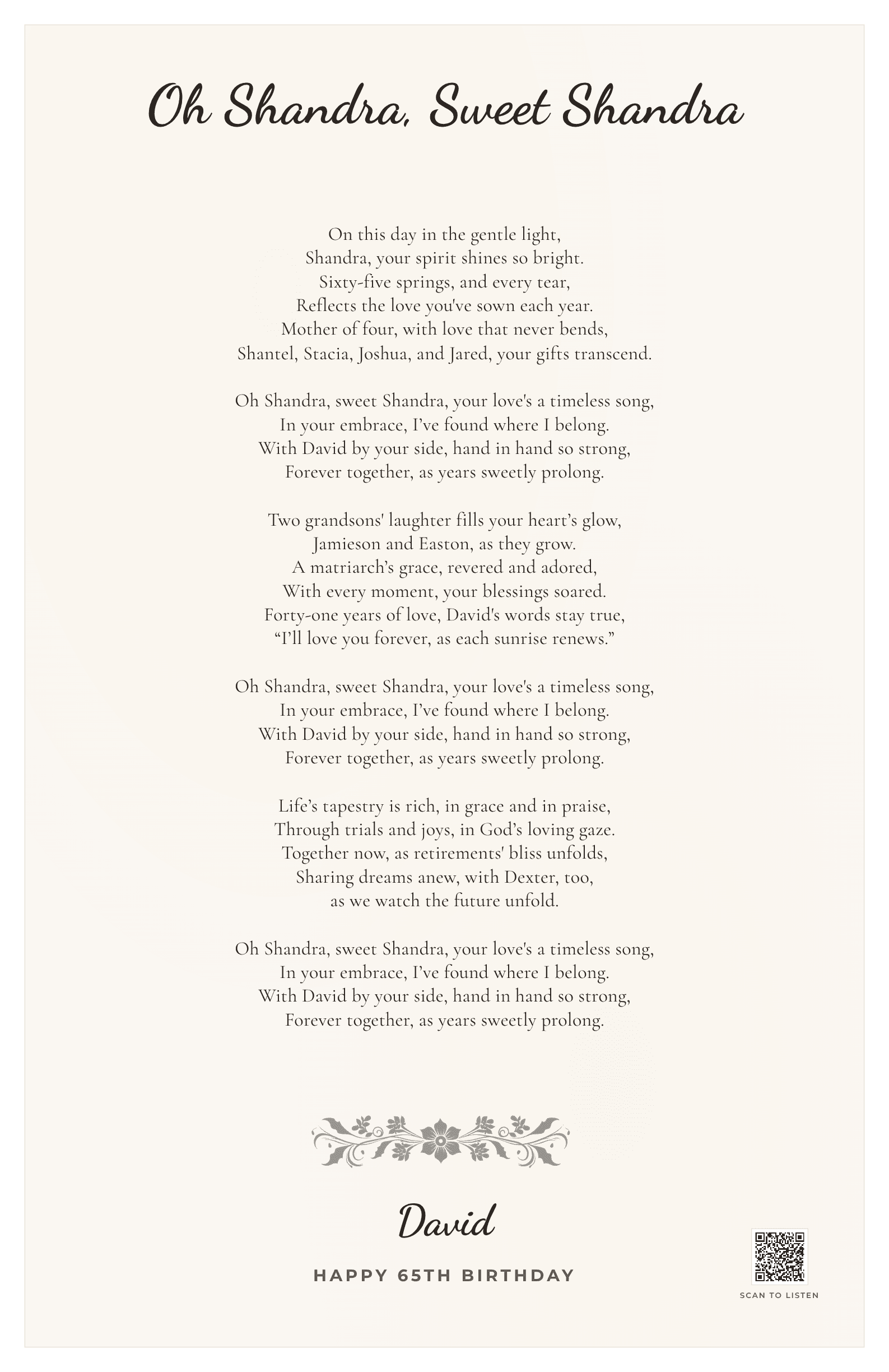 Oh Shandra, Sweet Shandra